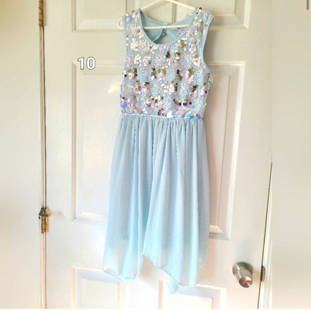 Love, Jayne Sequin Bodice Handkerchief Hem Dress Girls size 10